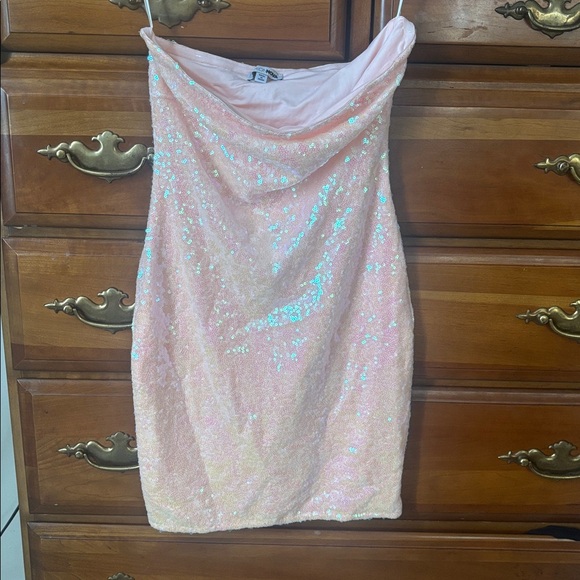 Fashion Nova Sequin Pink Streetwear Tight Short Dress - Picture 5 of 8